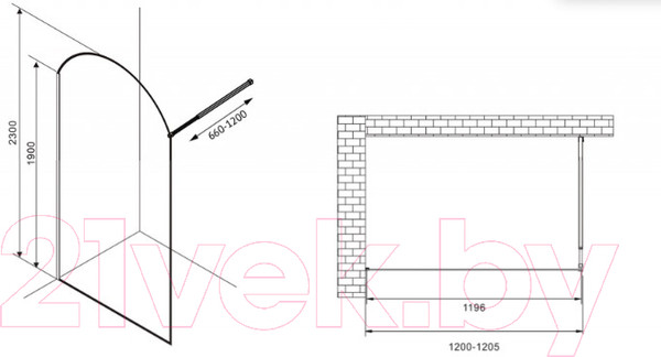 Изображение товара Душевая стенка Abber Immer Offen AG64120BN