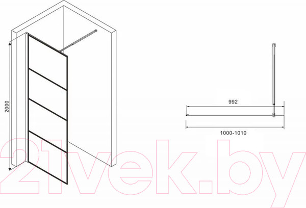 Изображение товара Душевая стенка Abber Immer Offen AG65100B