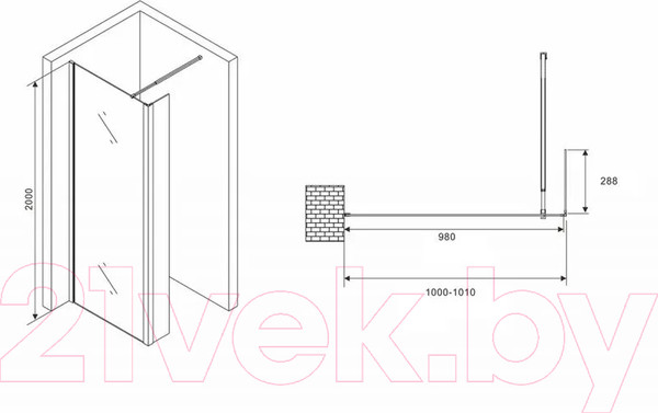 Изображение товара Душевая стенка Abber Immer Offen AG66100B