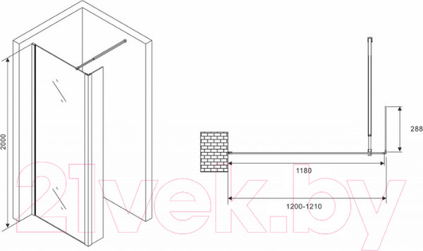 Изображение товара Душевая стенка Abber Immer Offen AG66120B