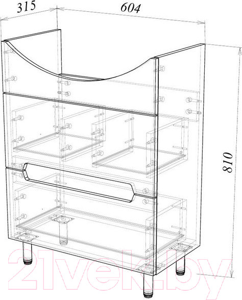 Изображение товара Тумба под умывальник Garda Marko-111 65 / Т_ум_2ящ_650_Marko