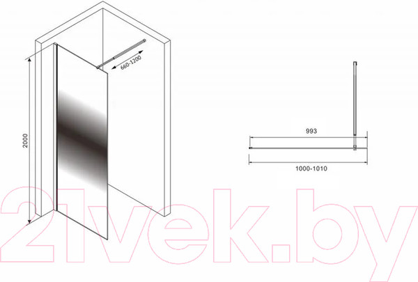 Изображение товара Душевая стенка Abber Immer Offen AG69103BS