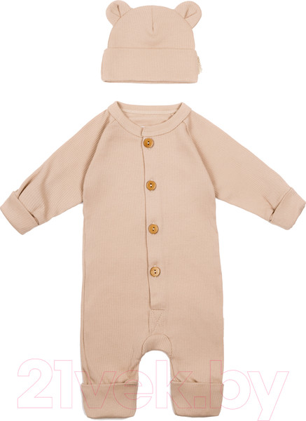 Изображение товара Комплект одежды для малышей Amarobaby Fashion / AB-OD21-FS5001/03-56 (бежевый, р. 56)