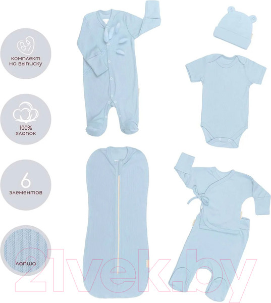 Изображение товара Набор на выписку Amarobaby Newborn / AB-OD22-NB17/19-62 (голубой, р.62-68)