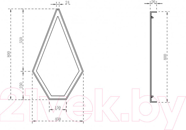 Изображение товара Зеркало Abber Stein AS6611R (красный, с подсветкой)