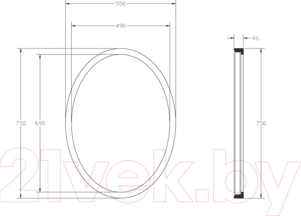 Изображение товара Зеркало Abber Stein AS6610BR (коричневый, с подсветкой)