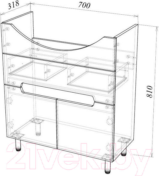 Изображение товара Тумба под умывальник Garda Marko-113 75 / Т_ум_1ящ_2дв_750_Marko