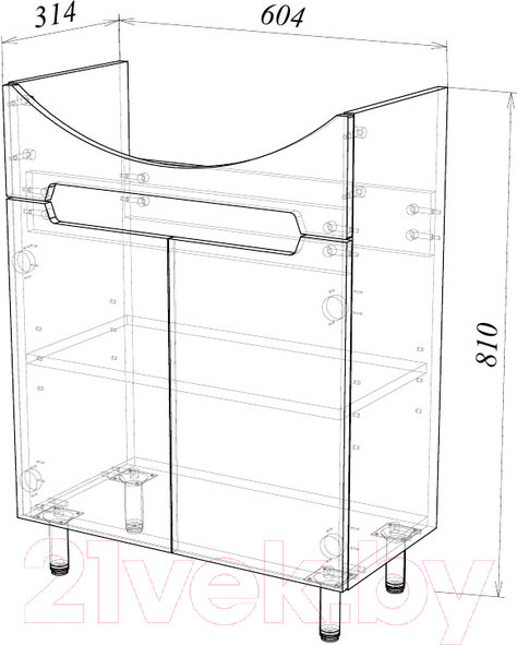 Изображение товара Тумба под умывальник Garda Marsel-112 65 / Т_ум_2дв_650_PVC