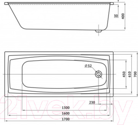 Изображение товара Ванна акриловая Berges Feya 170x70 / 050015 (c каркасом)