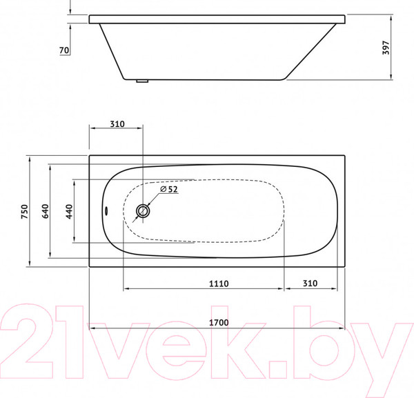 Изображение товара Ванна акриловая Berges Nelu 170x75 / 050023