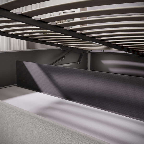 Изображение товара Двуспальная кровать ТриЯ Глосс универсальный тип 1 с ПМ и заглушиной 160x200 (велюр Confetti Silver)