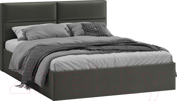 Изображение товара Двуспальная кровать ТриЯ Глосс универсальный тип 1 с ПМ и заглушиной 160x200 (велюр Confetti Stone)