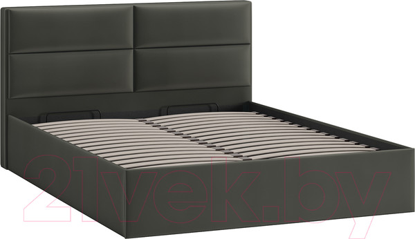 Изображение товара Двуспальная кровать ТриЯ Глосс универсальный тип 1 с ПМ и заглушиной 160x200 (велюр Confetti Stone)