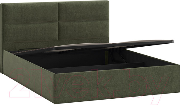 Изображение товара Двуспальная кровать ТриЯ Глосс универсальный тип 1 с ПМ и заглушиной 160x200 (Jercy Deep Green)