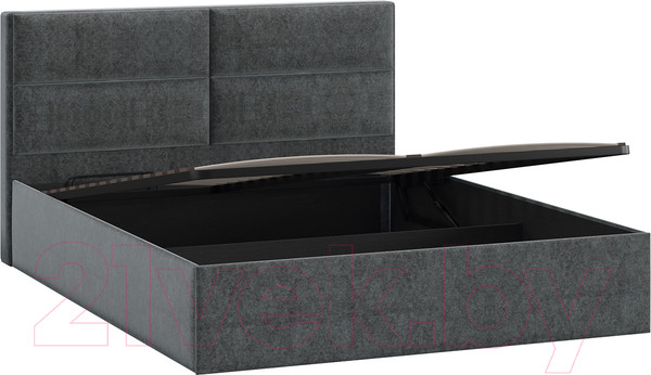 Изображение товара Двуспальная кровать ТриЯ Глосс универсальный тип 1 с ПМ и заглушиной 160x200 (Jercy Graphite)