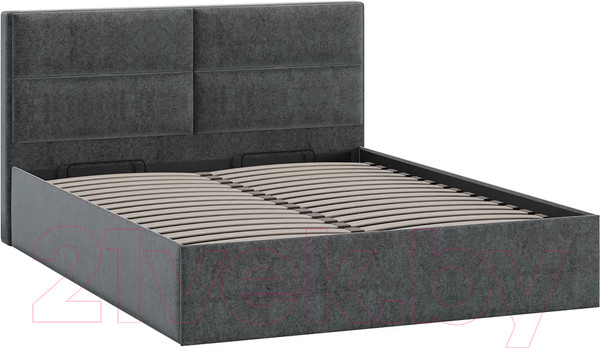 Изображение товара Двуспальная кровать ТриЯ Глосс универсальный тип 1 с ПМ и заглушиной 160x200 (Jercy Graphite)