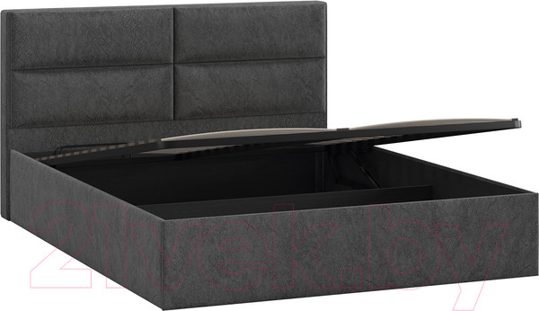 Изображение товара Двуспальная кровать ТриЯ Глосс универсальный тип 1 с ПМ и заглушиной 160x200 (Wellmart Graphite)