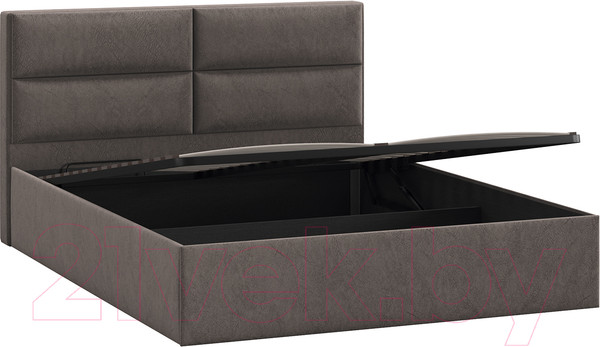 Изображение товара Двуспальная кровать ТриЯ Глосс универсальный тип 1 с ПМ и заглушиной 160x200 (Wellmart Latte)