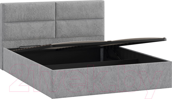 Изображение товара Двуспальная кровать ТриЯ Глосс универсальный тип 1 с ПМ и заглушиной 160x200 (Wellmart Silver)