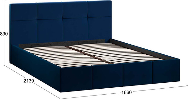 Изображение товара Двуспальная кровать ТриЯ Лора с ПМ 160x200 (велюр Confetti Blue)