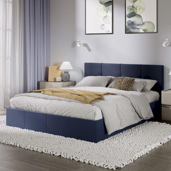 Изображение товара Двуспальная кровать ТриЯ Лора с ПМ 160x200 (велюр Confetti Blue)