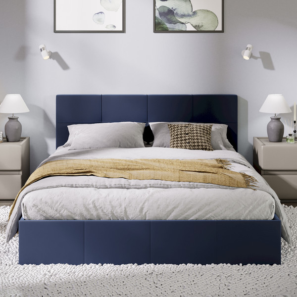 Изображение товара Двуспальная кровать ТриЯ Лора с ПМ 160x200 (велюр Confetti Blue)