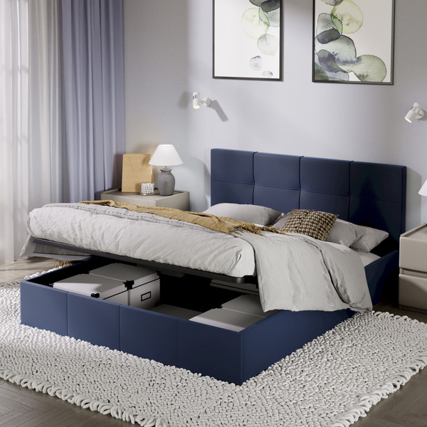 Изображение товара Двуспальная кровать ТриЯ Лора с ПМ 160x200 (велюр Confetti Blue)