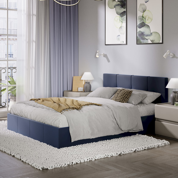 Изображение товара Двуспальная кровать ТриЯ Лора с ПМ 160x200 (велюр Confetti Blue)