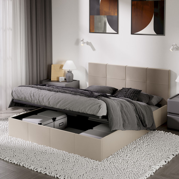 Изображение товара Двуспальная кровать ТриЯ Лора с ПМ 160x200 (велюр Confetti Cream)