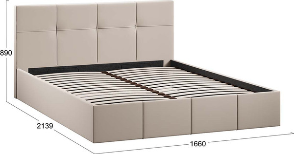 Изображение товара Двуспальная кровать ТриЯ Лора с ПМ 160x200 (велюр Confetti Cream)