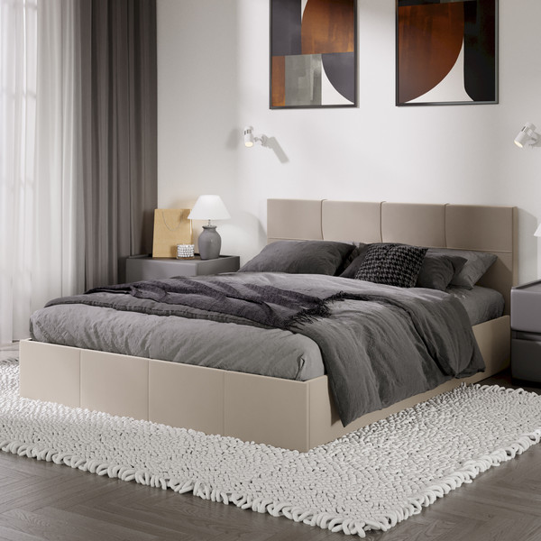 Изображение товара Двуспальная кровать ТриЯ Лора с ПМ 160x200 (велюр Confetti Cream)