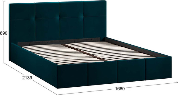 Изображение товара Двуспальная кровать ТриЯ Лора с ПМ 160x200 (велюр Confetti Izumrud)