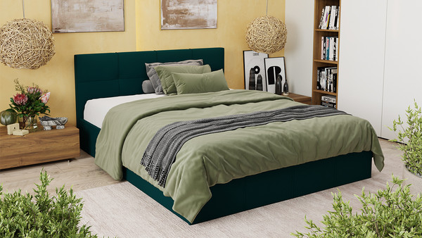 Изображение товара Двуспальная кровать ТриЯ Лора с ПМ 160x200 (велюр Confetti Izumrud)