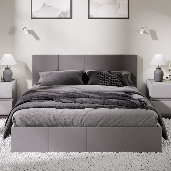 Изображение товара Двуспальная кровать ТриЯ Лора с ПМ 160x200 (велюр Confetti Silver)