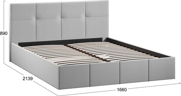 Изображение товара Двуспальная кровать ТриЯ Лора с ПМ 160x200 (велюр Confetti Silver)