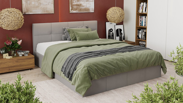 Изображение товара Двуспальная кровать ТриЯ Лора с ПМ 160x200 (велюр Confetti Silver)