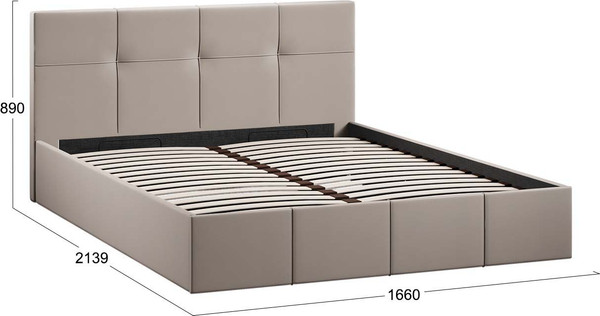 Изображение товара Двуспальная кровать ТриЯ Лора с ПМ 160x200 (велюр Confetti Smoke)