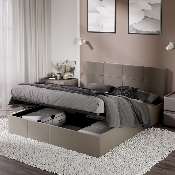 Изображение товара Двуспальная кровать ТриЯ Лора с ПМ 160x200 (велюр Confetti Smoke)