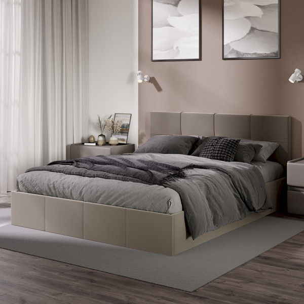 Изображение товара Двуспальная кровать ТриЯ Лора с ПМ 160x200 (велюр Confetti Smoke)