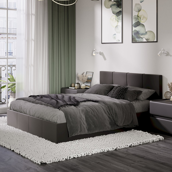 Изображение товара Двуспальная кровать ТриЯ Лора с ПМ 160x200 (велюр Confetti Stone)