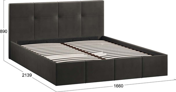 Изображение товара Двуспальная кровать ТриЯ Лора с ПМ 160x200 (велюр Confetti Stone)