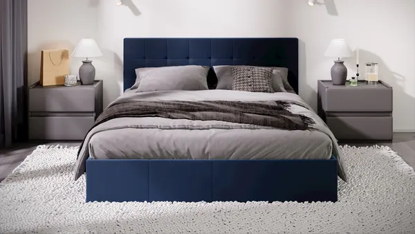 Изображение товара Двуспальная кровать ТриЯ Эмма с ПМ 160x200 (велюр Confetti Blue)