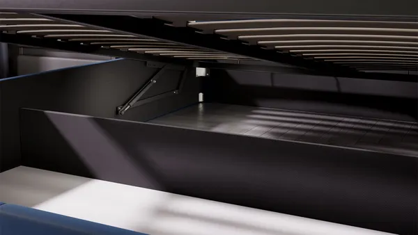 Изображение товара Двуспальная кровать ТриЯ Эмма с ПМ 160x200 (велюр Confetti Blue)