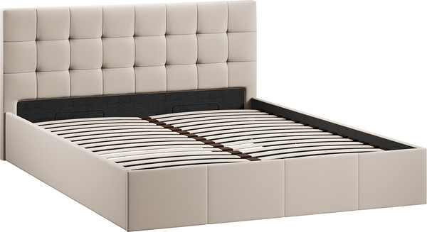 Изображение товара Двуспальная кровать ТриЯ Эмма с ПМ 160x200 (велюр Confetti Cream)