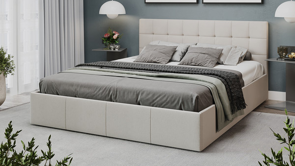 Изображение товара Двуспальная кровать ТриЯ Эмма с ПМ 160x200 (велюр Confetti Cream)