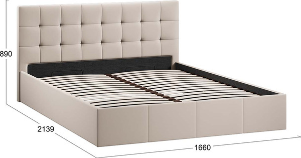 Изображение товара Двуспальная кровать ТриЯ Эмма с ПМ 160x200 (велюр Confetti Cream)