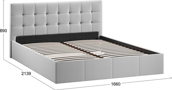 Изображение товара Двуспальная кровать ТриЯ Эмма с ПМ 160x200 (велюр Confetti Silver)