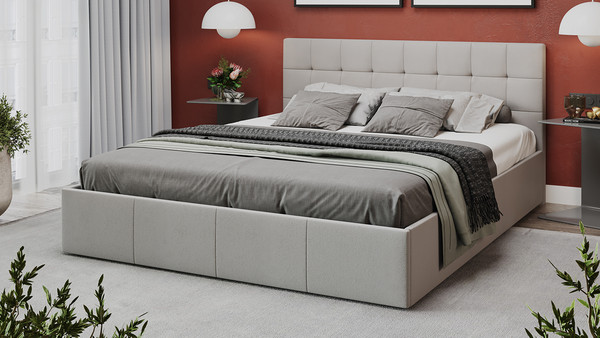 Изображение товара Двуспальная кровать ТриЯ Эмма с ПМ 160x200 (велюр Confetti Silver)