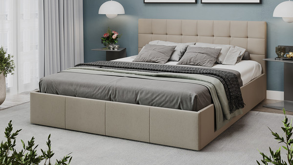 Изображение товара Двуспальная кровать ТриЯ Эмма с ПМ 160x200 (велюр Confetti Smoke)