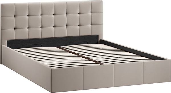 Изображение товара Двуспальная кровать ТриЯ Эмма с ПМ 160x200 (велюр Confetti Smoke)